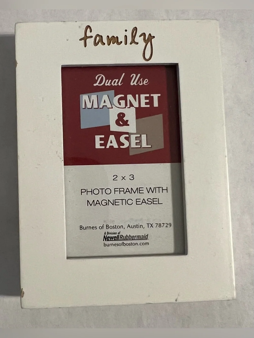 Burnes Of Boston White 'family' Magnetic 2x3 Photo Easel Magnet Frame Set Of 2